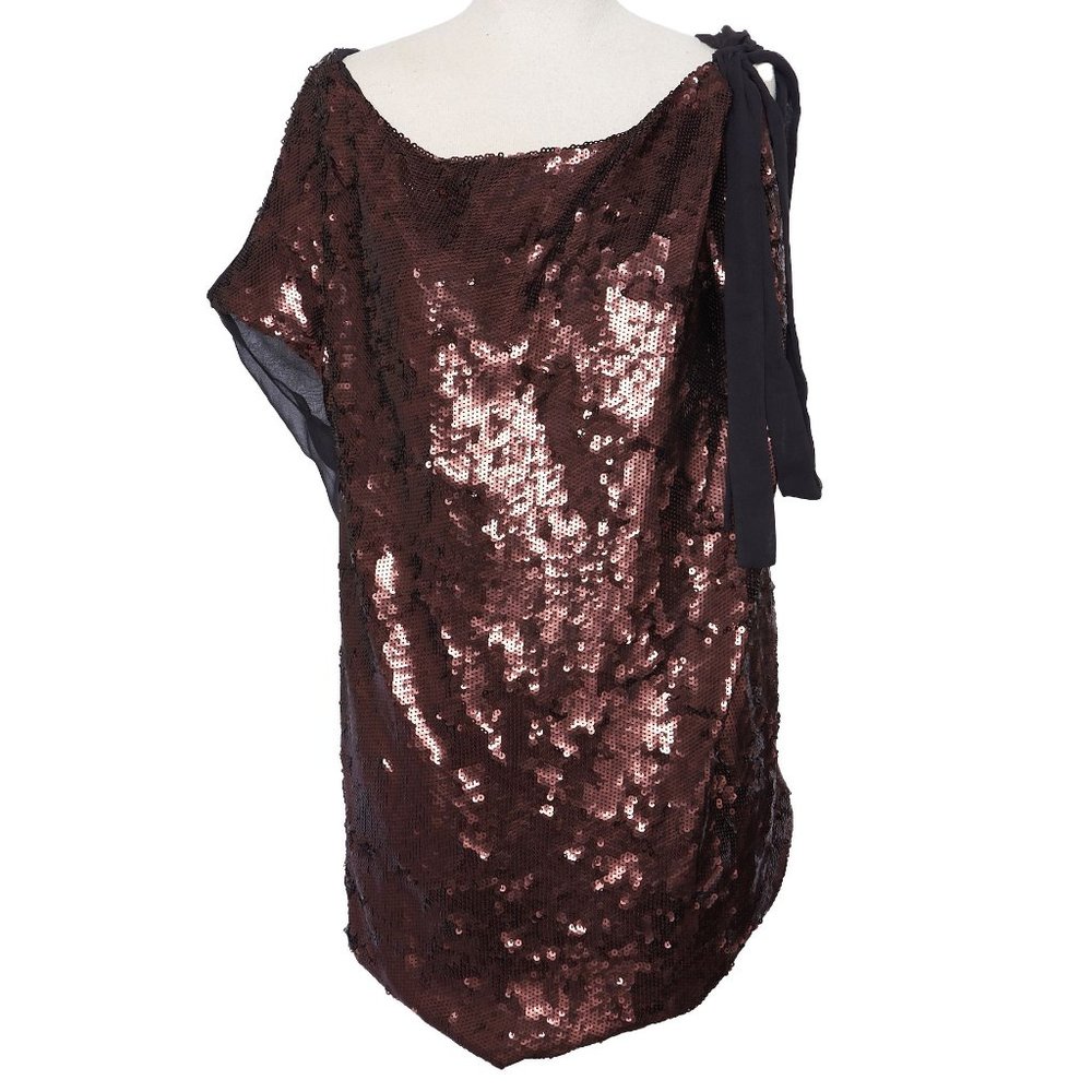Robert Rodriguez Sequined and Sheer Top, Size 8, Draped top, sheer top, y2k